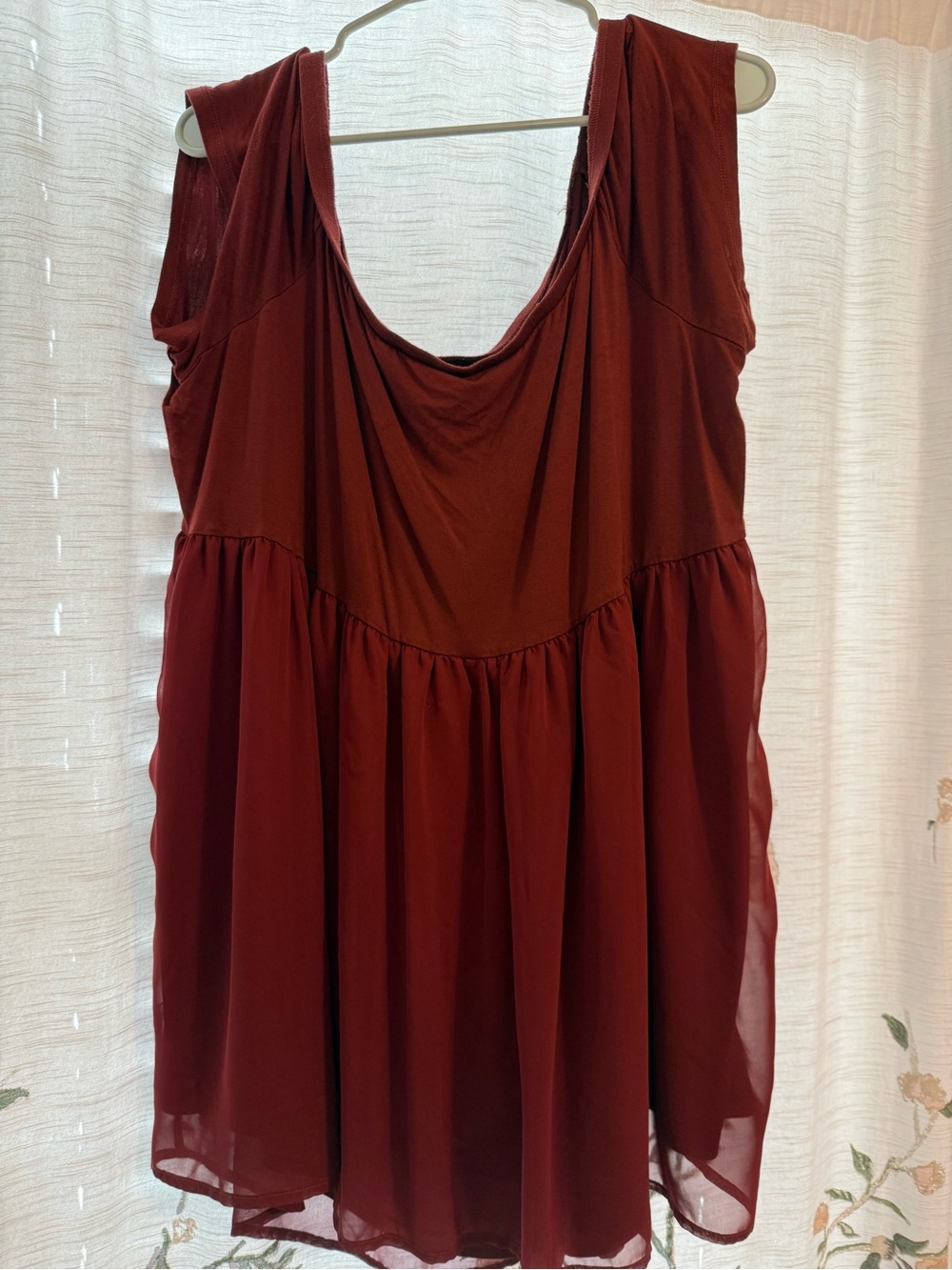 torrid Burgundy Sleeveless Draped Babydoll Tunic